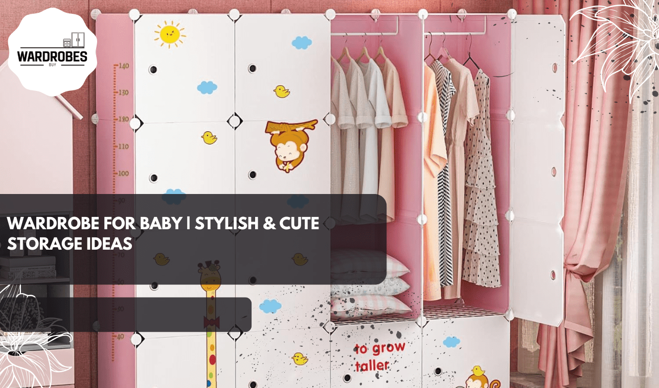 Modern nursery with a stylish wardrobe for baby and neatly organized storage.