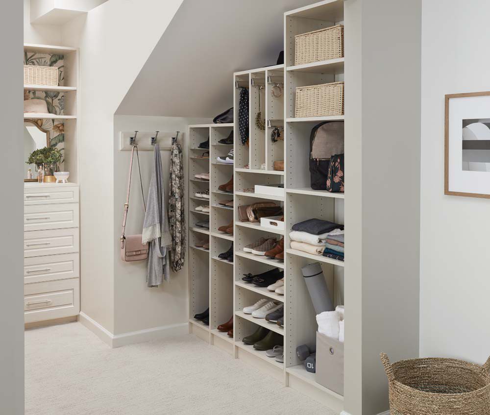 Drawers under slanted ceiling providing practical and stylish storage solution