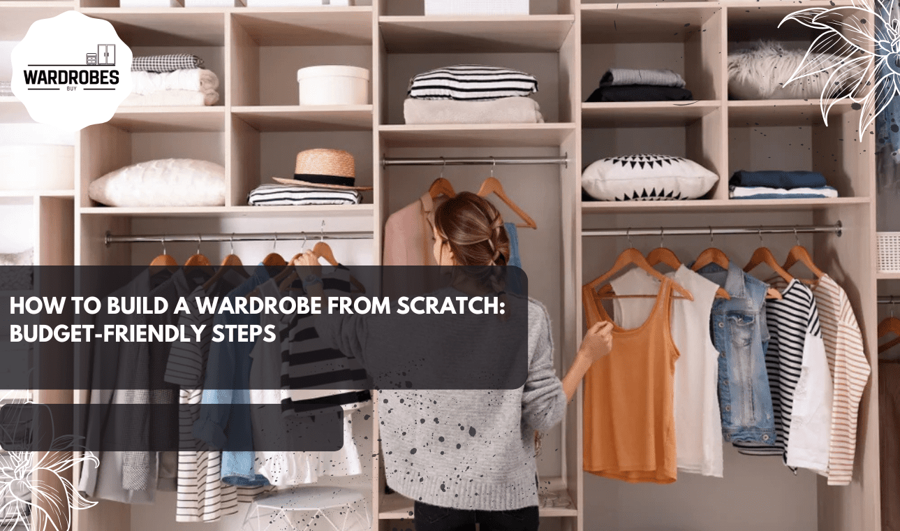 Organized wardrobe with essential clothing items, while how to build a wardrobe from scratch.