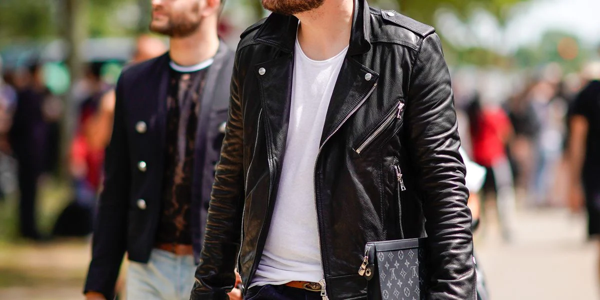 Leather jacket as a must-have item showing what are essential wardrobe items for a stylish, timeless closet.