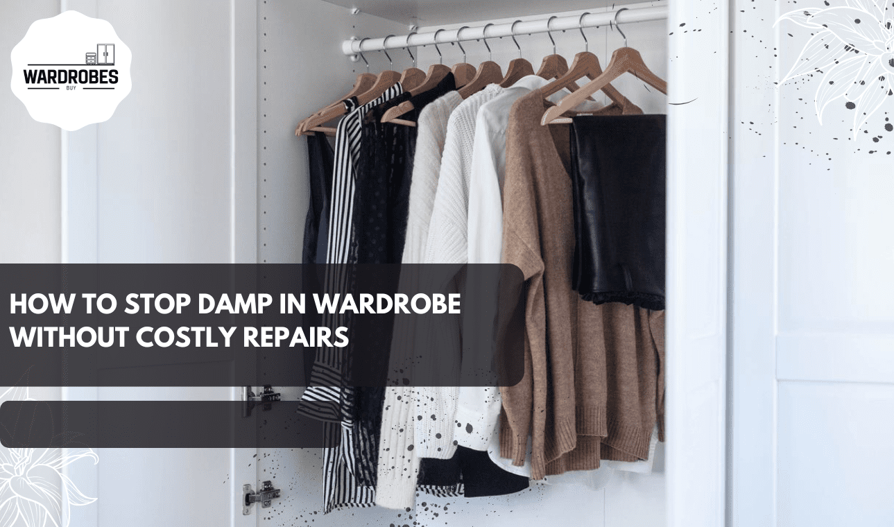 How to Stop Damp in Wardrobe by improving airflow with neatly spaced clothes inside a well-ventilated white wardrobe.