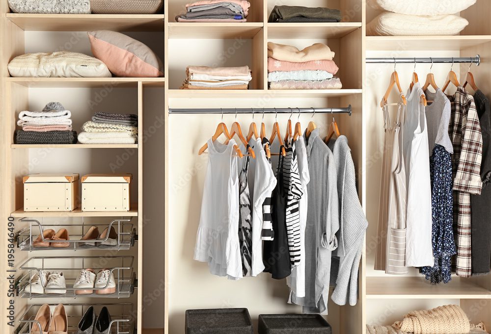 how to maximise wardrobe space by using vertical shelves, hanging rails, and shoe storage.