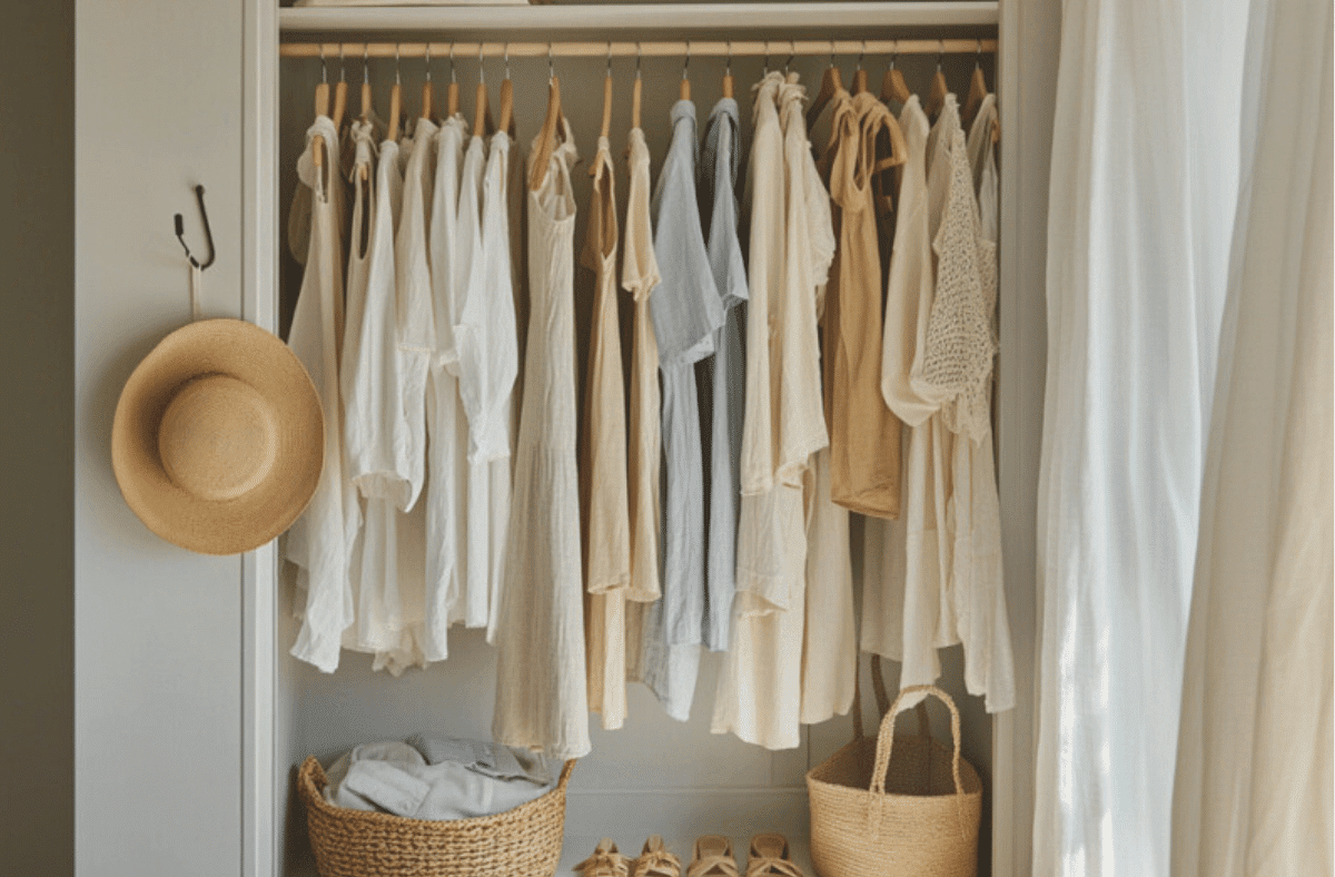 how to create a timeless wardrobe by choosing neutral colours like beige, white, and soft earth tones.