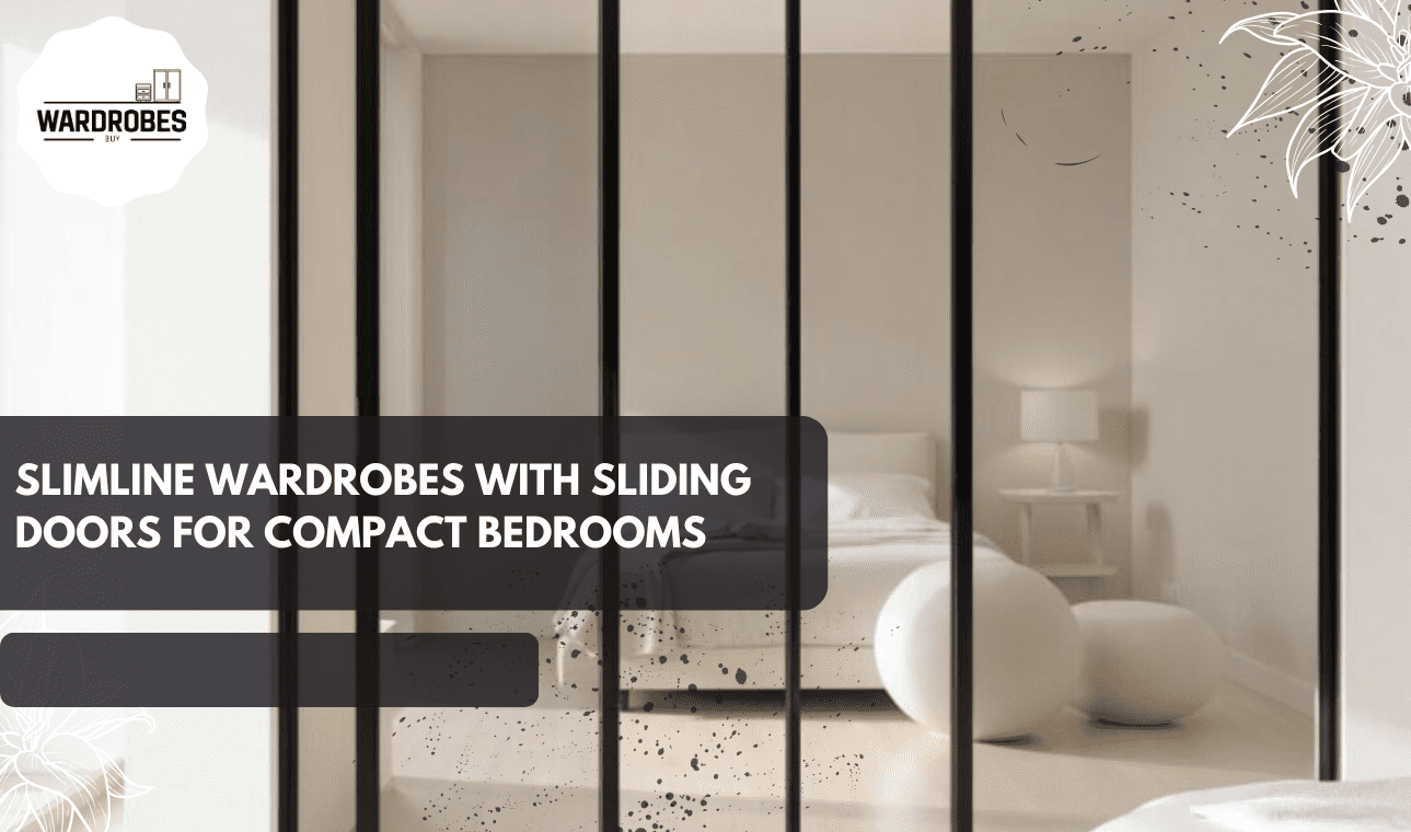 Slimline wardrobes with sliding doors for compact bedrooms featuring full-height mirrored panels.