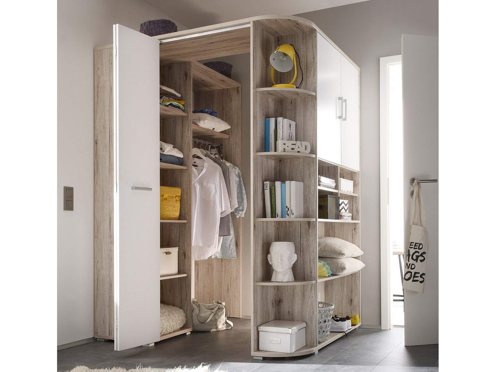 Corner wardrobe ideas with a modular L-shaped corner wardrobe offering smart storage for modern bedrooms.